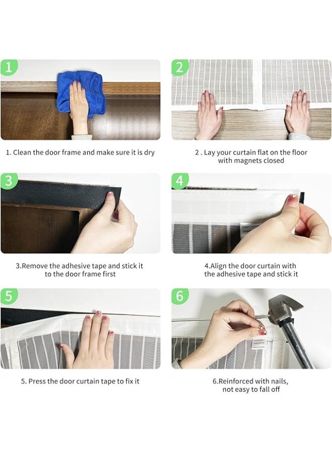 DUNISO Magic Mesh Magnet Fly Screen Door with Tie, 100x210cm Anti Mosquito Mesh Net,Reinforced with Full Frame  Magic Tape and Special Windproof Design,Insect Protection Door no Gap, Easy to Install Without Drilling (White) - Image 5